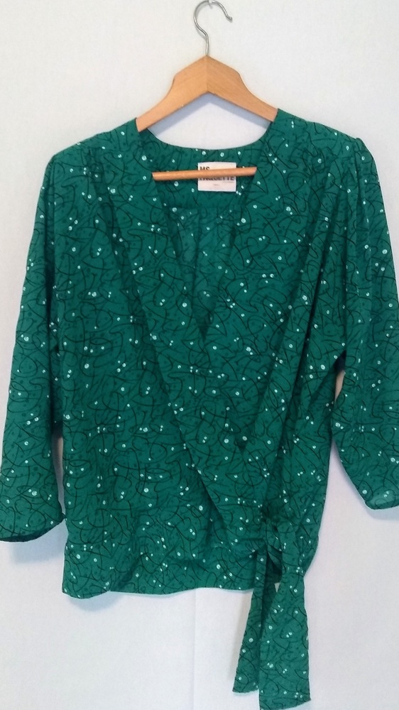 Vintage Retro Green Abstract Ms Paquette Blouse - Picture 1 of 6